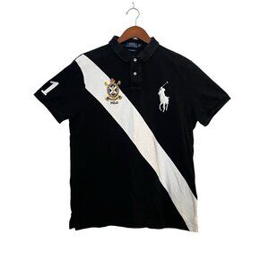 Polo Ralph Lauren RL Big Pony Shirt Crest Black White Mens XL Custom SLIM FIT